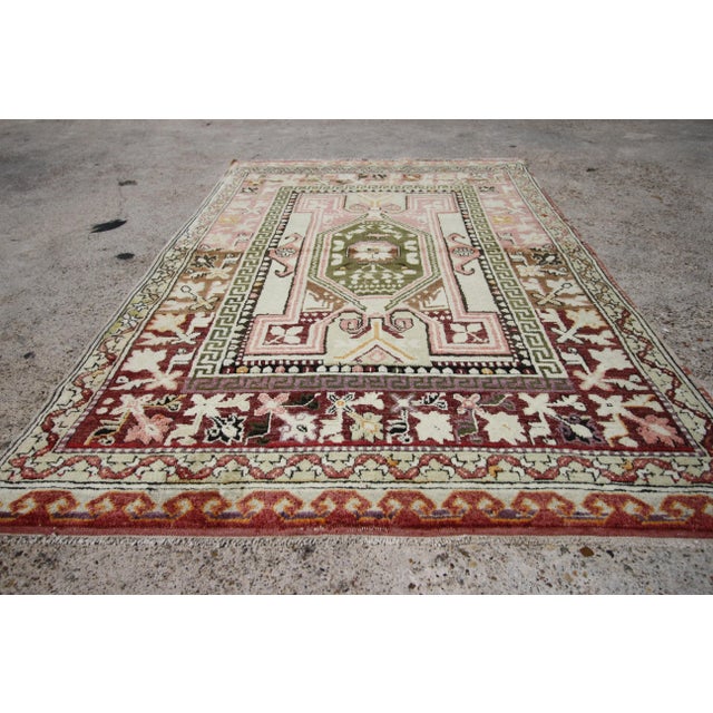 Textile Vintage Turkish Oushak Rug with Modern Style - 03'06 x 05'02 For Sale - Image 7 of 9