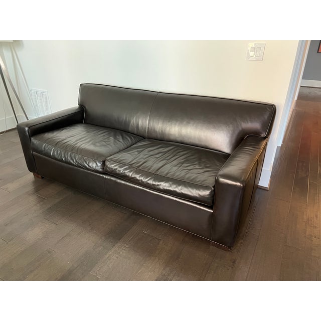Modern Mitchell Gold + Bob Williams 2-Cushion Premium Top-Grain Leather Sofa in Espresso For Sale - Image 3 of 9