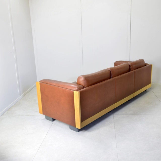 Mid-Century Modern 920 Three-Seat Sofa in Beechwood and Leather by Afra & Tobia Scarpa for Cassina, Italy, 1960s For Sale - Image 3 of 13