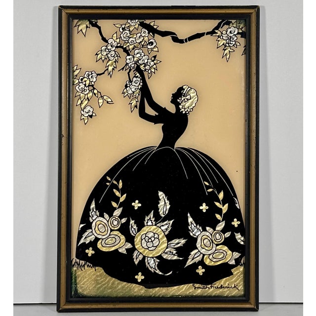 Collection of Three Silhouette Foil Pictures for your consideration. The largest framed silhouette picture measures...