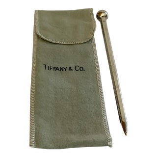 Vintage Tiffany & Co. Sterling Silver Golf Ball & Tee/ Vintage Rotary Phone Dialer Faceted Ballpoint Pen W/ Pouch Germany 1980s-1990s For Sale