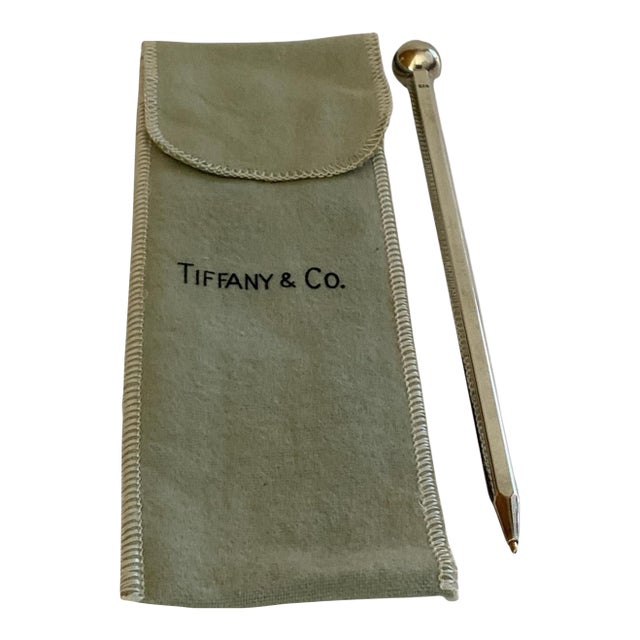 Vintage Tiffany & Co. Sterling Silver Golf Ball & Tee/ Vintage Rotary Phone Dialer Faceted Ballpoint Pen W/ Pouch Germany 1980s-1990s For Sale