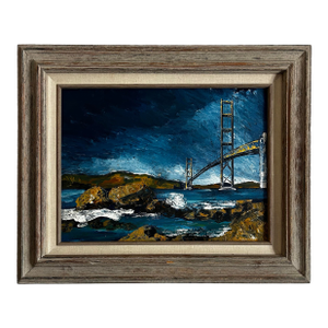 Vintage Impressionist Oil Painting of the Golden Gate Bridge