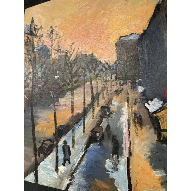 Geneviève Chapront, Snowy Boulevard Saint-Germain, 1950s, Oil on Canvas For Sale - Image 9 of 10