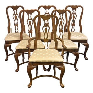 Vintage Kincaid Solid Oak Georgian Chairs - Set of 6 For Sale