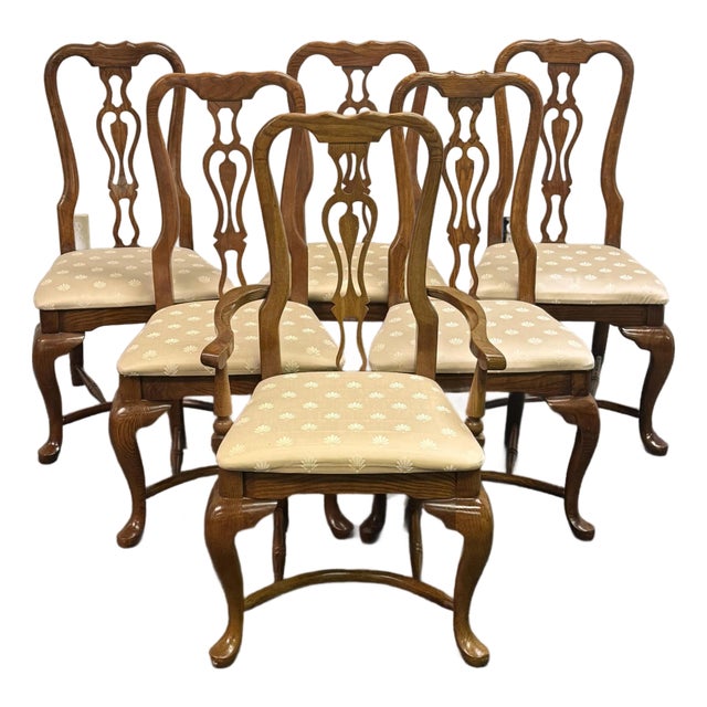 Vintage Kincaid Solid Oak Georgian Chairs - Set of 6 For Sale