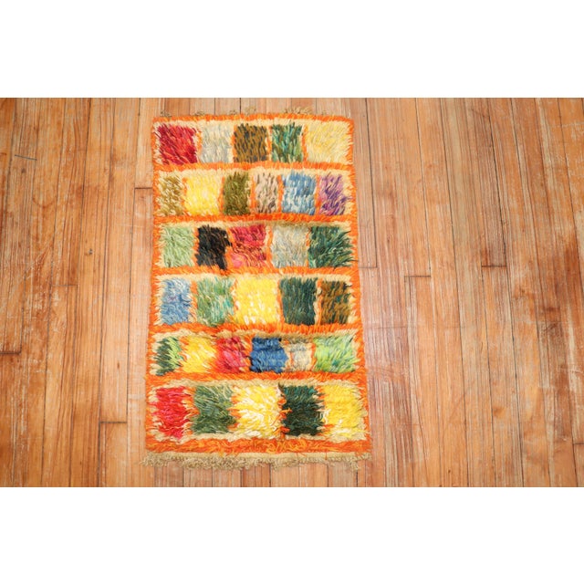 Textile Late 20th Century Highly Decoraitve Swedish Rya Small Checkerboard Rug - 1'5" x 2'6" For Sale - Image 7 of 18