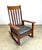 Antique Stickley Brothers Mission Oak Arts & Crafts Rocking Chair New Leather Seat For Sale - Image 11 of 12