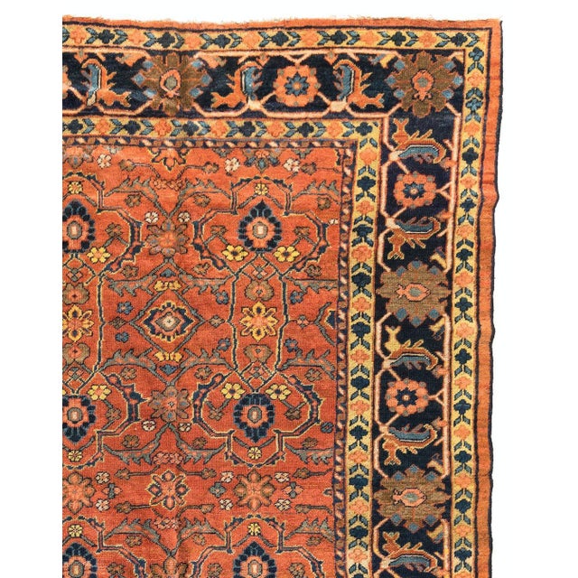 Persian Early 20th Century Persian Rust and Navy Blue Mahal Ziegler Rug For Sale - Image 3 of 8
