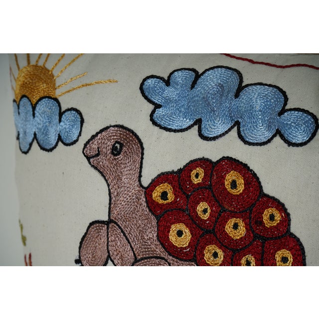 1990s Boho Suzani Turtle Pillow Covers, Embroidered Cotton Cushion Set For Sale - Image 5 of 6