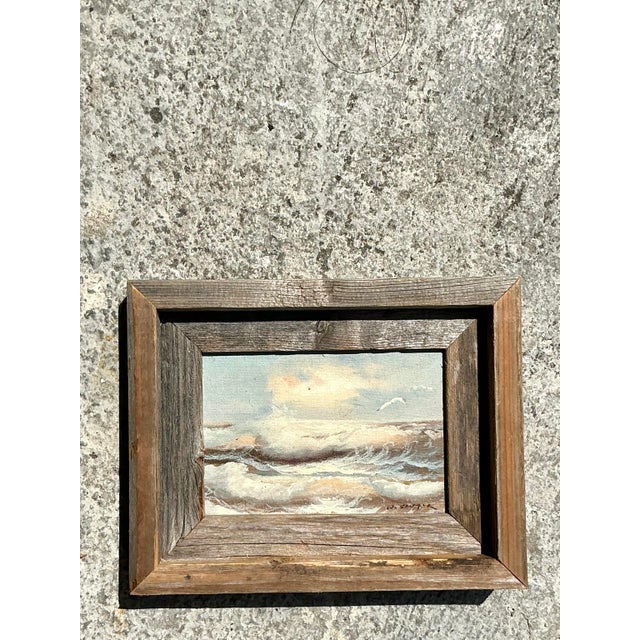 Bring a touch of maritime charm into your space with this captivating vintage coastal seascape, masterfully rendered in...