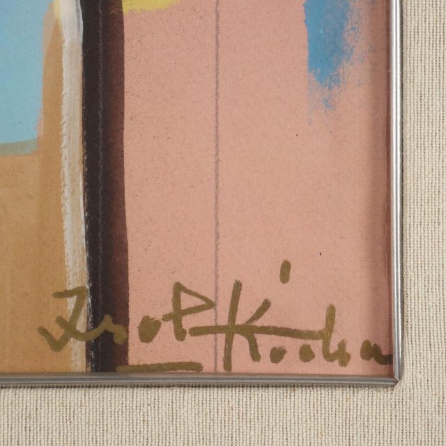 Textile Ibrahim Kodra, The Couple, Oil on Canvas, Framed For Sale - Image 7 of 12
