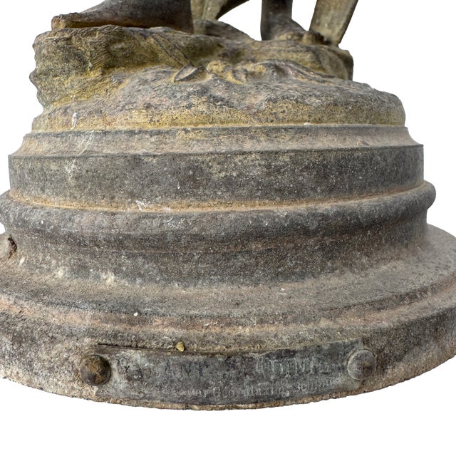Antique French Louis Guillemin Signed Spelter “Jardinier” Sculpture For Sale - Image 13 of 17