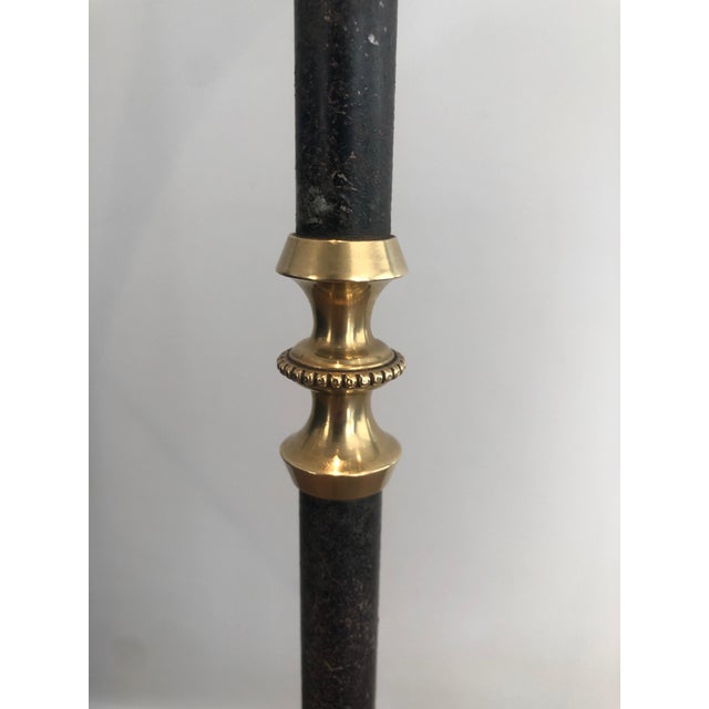 1940s French Brushed Steel and Brass Floor Lamp For Sale - Image 6 of 12