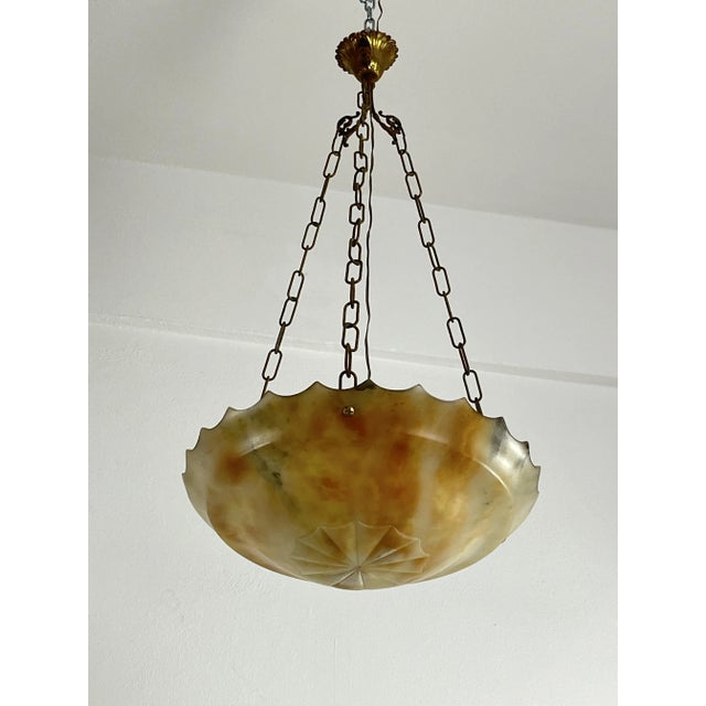 Mid-Century Modern Mid-Century Art Deco Pendant in Alabaster, 1940s For Sale - Image 3 of 13