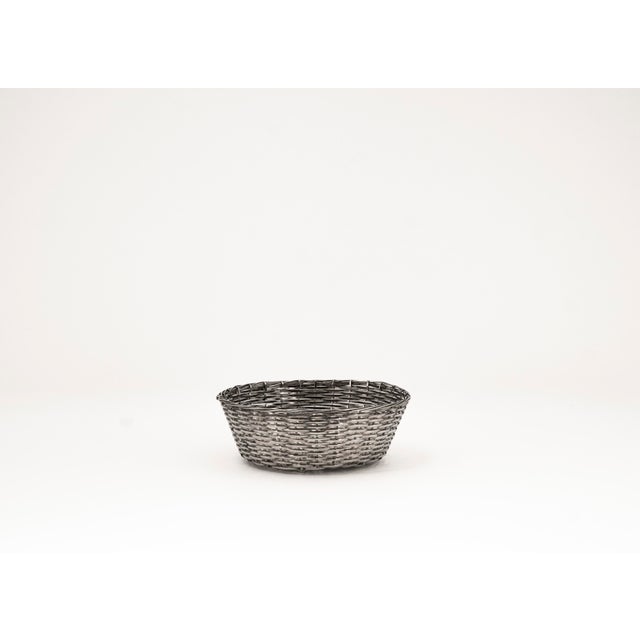 Silver Mid-Century Classic Braided Metal Basket, 1950s For Sale - Image 8 of 8