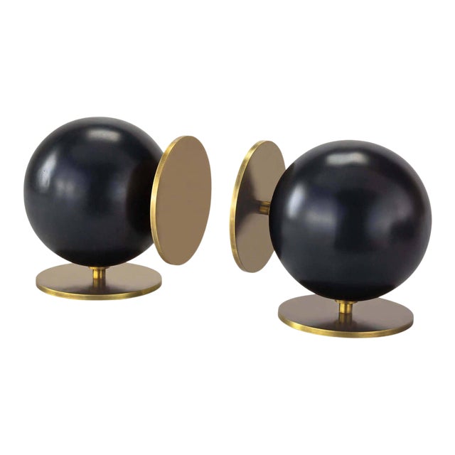 Regina Andrew Grant Steel Bookends, Black - A Pair For Sale
