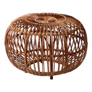Vintage Rattan Ottoman For Sale