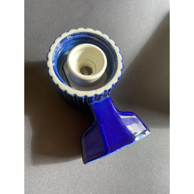 Blue Ceramic and Opaline Glass Sconces by Sigvard Bernadotte for Ifö, 1960s, Set of 2 For Sale - Image 10 of 14