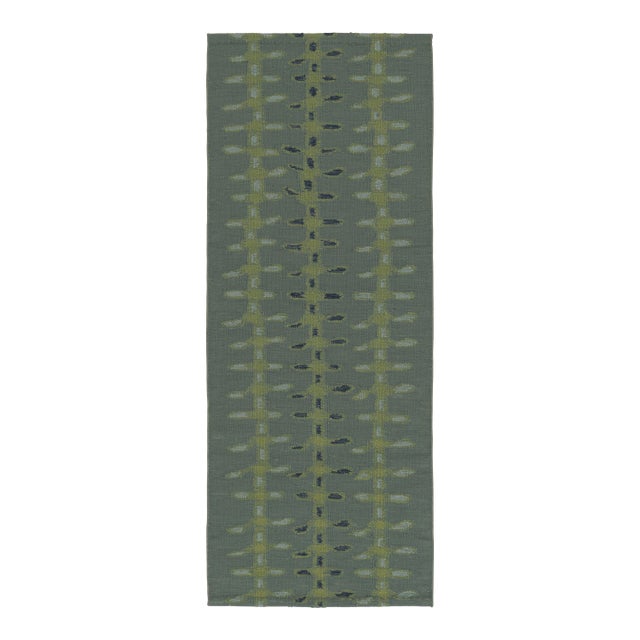 Rug & Kilim’s Scandinavian-Inspired Runner Rug, Blue With Minimalist Patterns For Sale