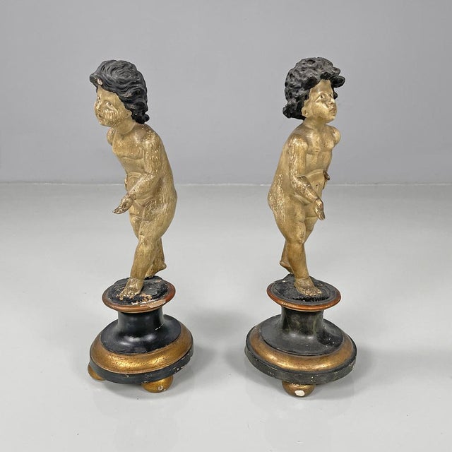 Antique Italian Wooden Cherub Sculptures, 1890s, Set of 2 For Sale - Image 4 of 18