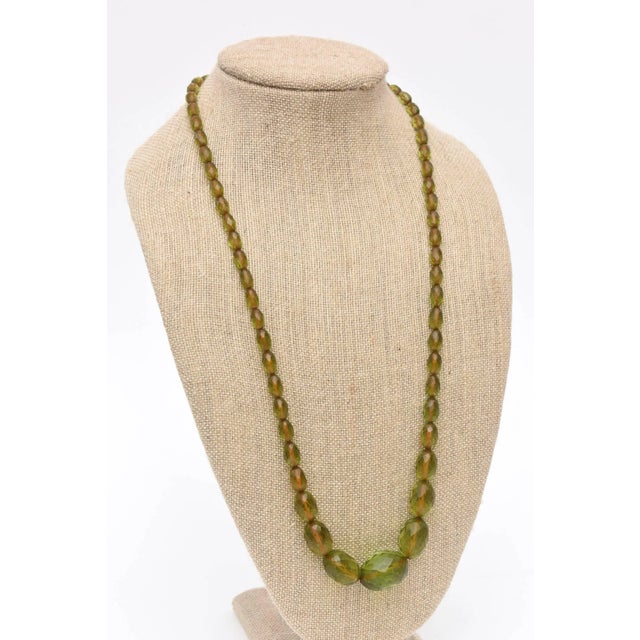 Green Vintage Chartreuse Green Resin Diamond Faceted Necklace For Sale - Image 8 of 8