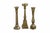 Gothic Monumental Sculptural Brass Floor Candlesticks, Set of 3 — Neoclassical Column Forms in Aged Sunlit Gold Finish (33”–36.5”) For Sale - Image 3 of 7