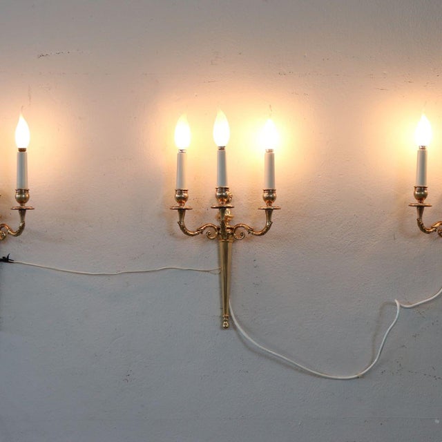 Antique Late 19th Century Sconces in Gilded Brass, Set of 3 For Sale - Image 9 of 14
