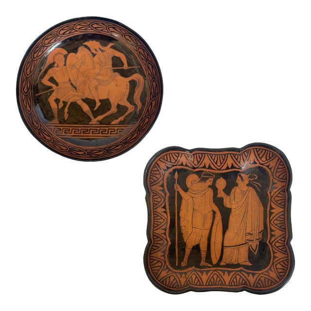 Late 19th Century Greek Ceramic Attic Ware Set- 2 Pieces For Sale