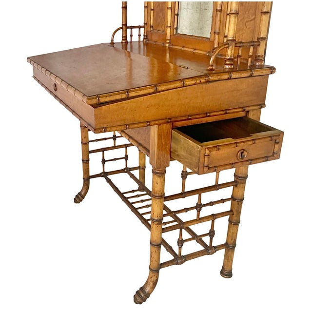 R. J. Horner Victorian Faux Bamboo and Bird's Eye Maple Vanity For Sale - Image 13 of 14