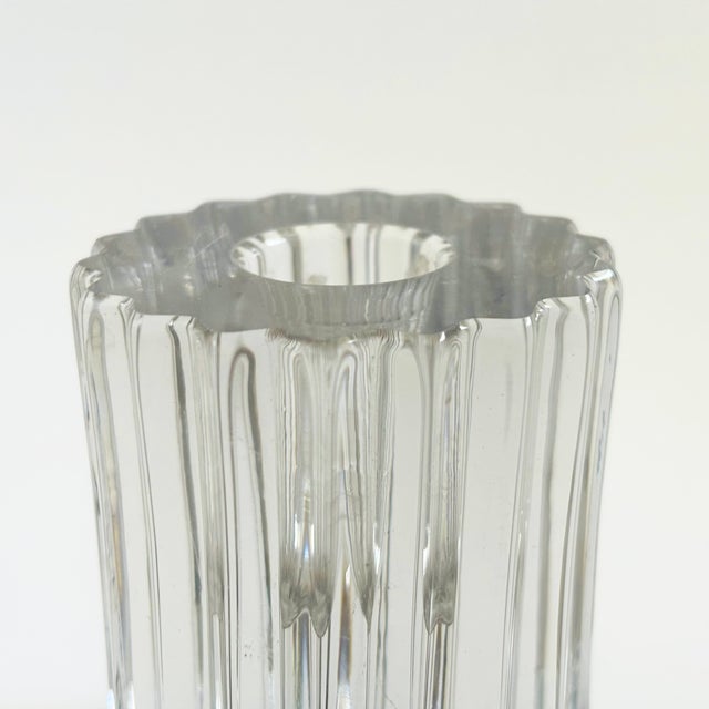 Ridgeleigh Ribbed Glass Candlestick Holders by Heisey - Set of 2 For Sale In San Francisco - Image 6 of 8