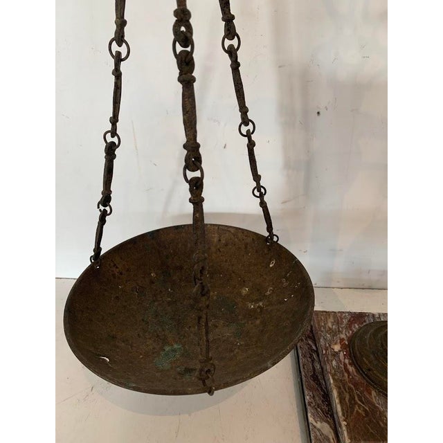 20th Century Jewelers Balance Plate in Brass and Marble For Sale - Image 4 of 11