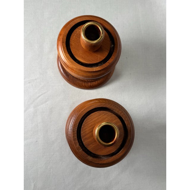 Mid-Century Modern Mid Century Modern Solid Wood Turned Taper Candleholders, a Pair For Sale - Image 3 of 12