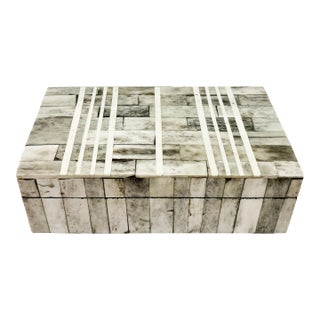 Tessellated Plaid Box in Shades of Gray & Ivory For Sale