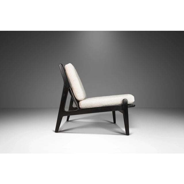 Set of 2 Ebonized Lounge Chairs in Bouclé by Ib Kofod Larsen for Selig, Denmark, Century 1950's For Sale - Image 10 of 13
