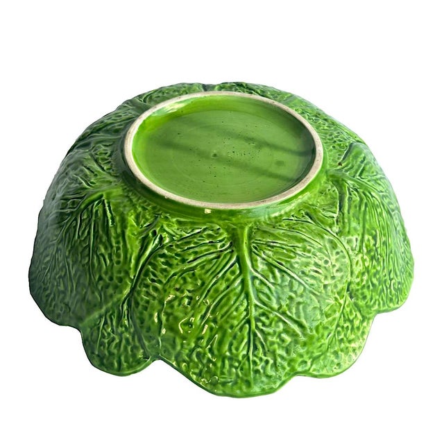 Green Vintage Vallauris French Majolica Trompe l'Oeil Cabbage Bowl For Sale - Image 8 of 11