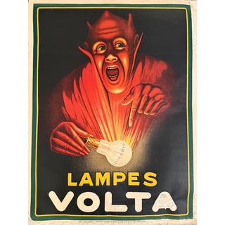 Lampes Volta - Belgian Electric Lighting Advertising Poster, C. 1920-1925, Color Lithograph For Sale