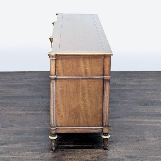 Vintage Dixon-Powdermaker Vintage 9-Drawer Wood Dresser With Brass Accents For Sale - Image 4 of 11