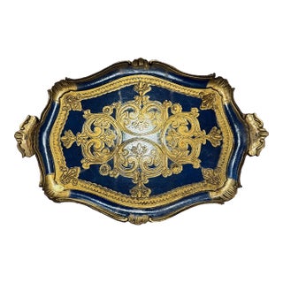 Mid 20th Century Italian Florentine Tray Wood For Sale