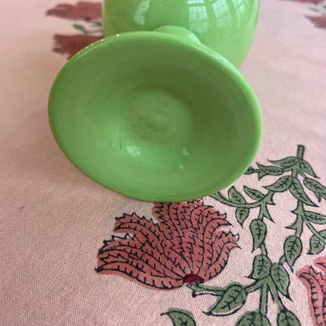 Glass French Portieux Vallerysthal Jade Green Opaline Glass Water or Wine Goblets Circa 1920-1940s For Sale - Image 7 of 10