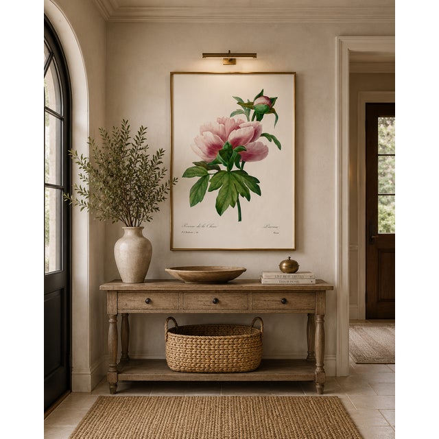 Pink Peony by Pierre-Joseph Redouté, Vintage Botanical Art Print, 30" X 40" For Sale - Image 8 of 9