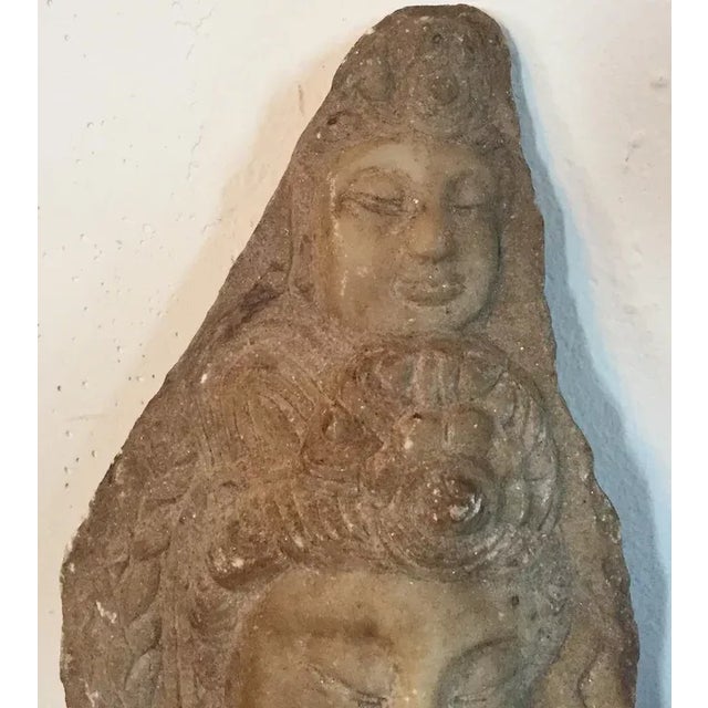 19th Century Carved Stone Fragment Statue Plaque of a Double Buddha Head Bust For Sale In New York - Image 6 of 11