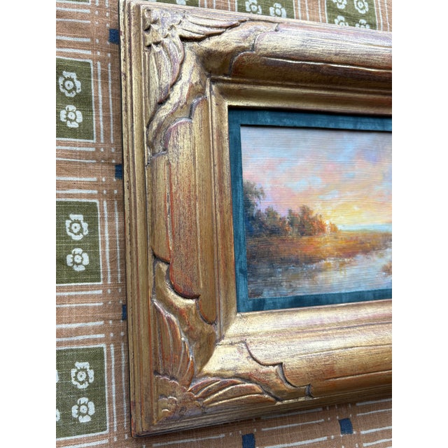 Orange 2026 After Turner Sunset Over Water, Mary Veiga No.2, in Hand-Crafted Gold Custom Frame For Sale - Image 8 of 11