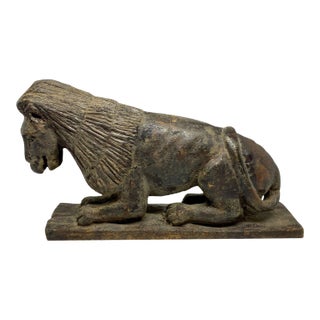 Mid 19th Century Folk Art Style Carved Wooden Lion For Sale