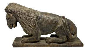 Mid 19th Century Folk Art Style Carved Wooden Lion
