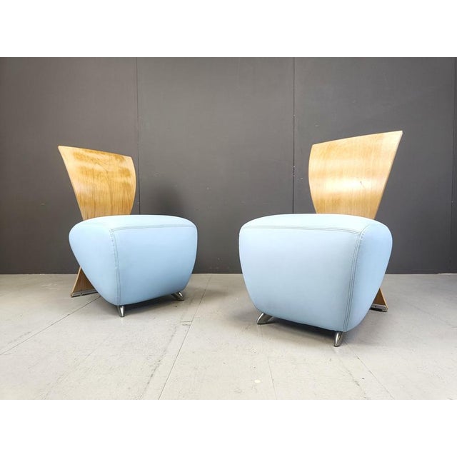 Pair of 'Bobo' Lounge chairs designed by Dietmar Scharping and produced by Dauphin. beautiful timeless design with a...