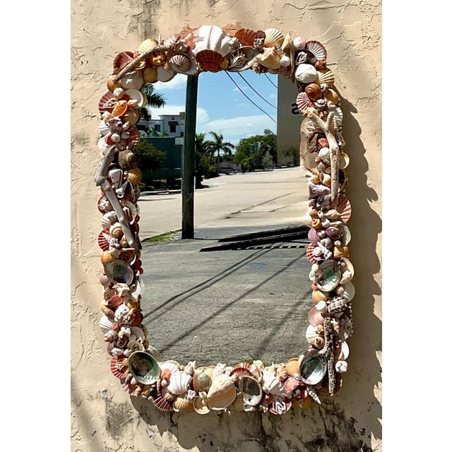 Vintage Shell Encrusted Wall Mirror For Sale - Image 12 of 14