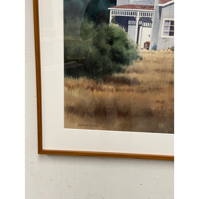Melinda Cowdrey Whidby House Framed Watercolor, Circa 1995 For Sale - Image 10 of 11