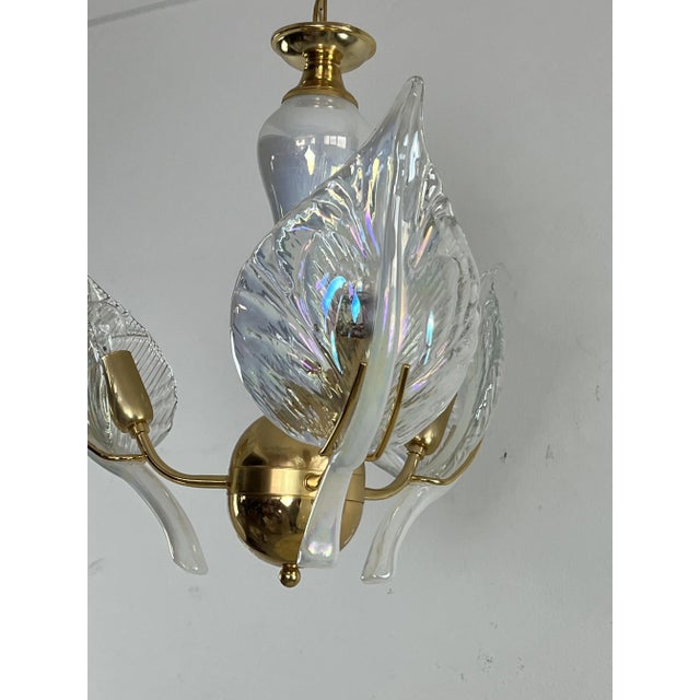 Mid-Century Hanging Light with Murano Glass Leaves, 1960s For Sale - Image 12 of 13