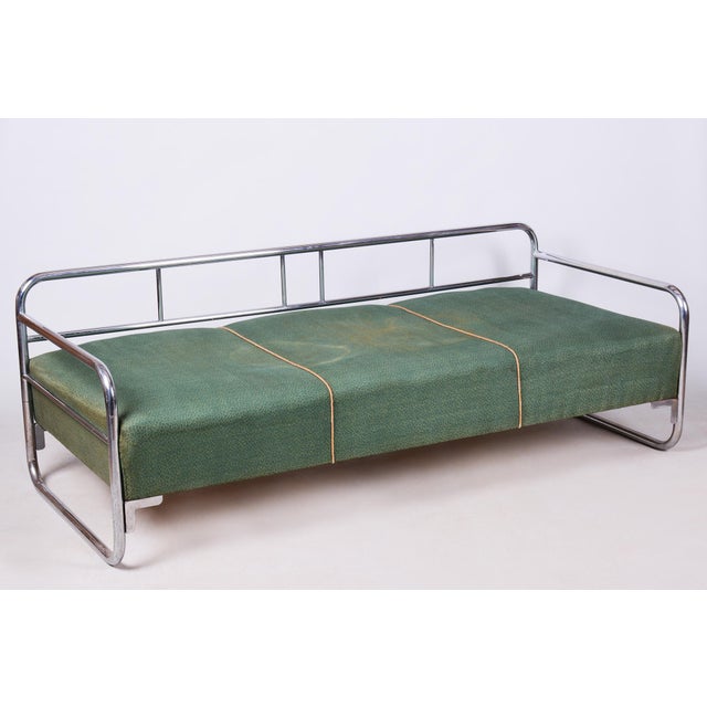 Bauhaus Sofa in Chrome, Steel, and Fabric, Czech, 1930s For Sale - Image 12 of 12